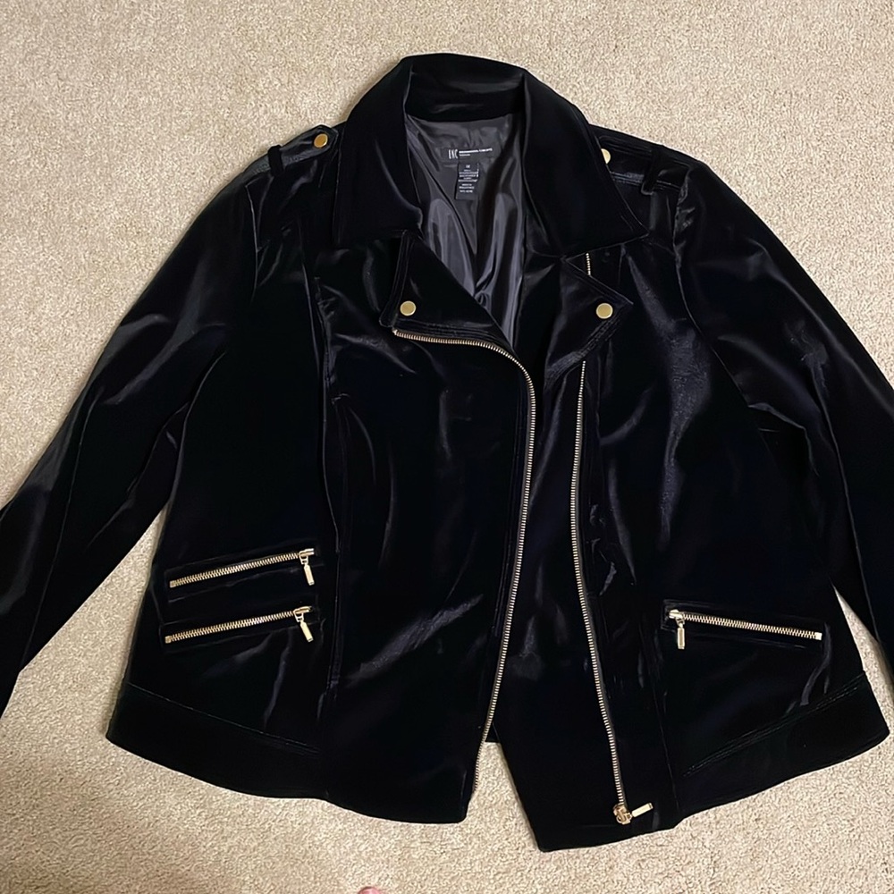 Womens INC Black Velvetet Motto Jacket Size 1X